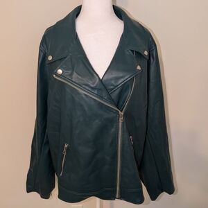 Torrid Teal Faux Leather Jacket with Silver Accents